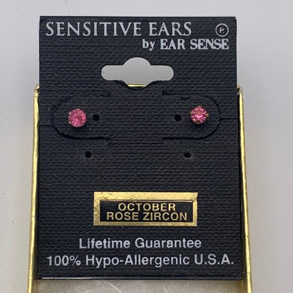 Ear Sense Jewelry - Sensitive Ears Ear Sense‎ Stud Earrings October Rose Zircon Hypo-Allergenic NEW